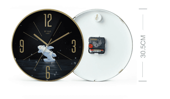 Yuihome Decor Series Art Wall Clock Hare And Panda (Blue) - 2